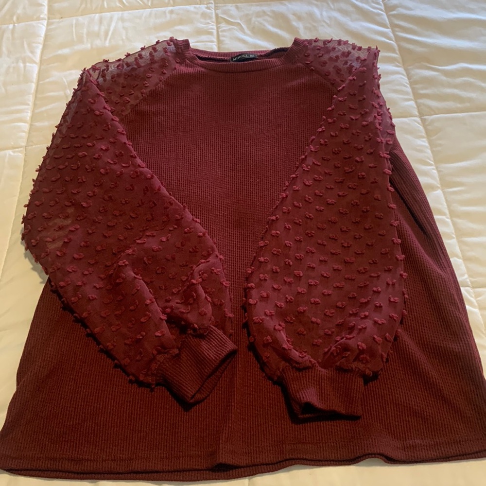 Waffle top burgundy XL